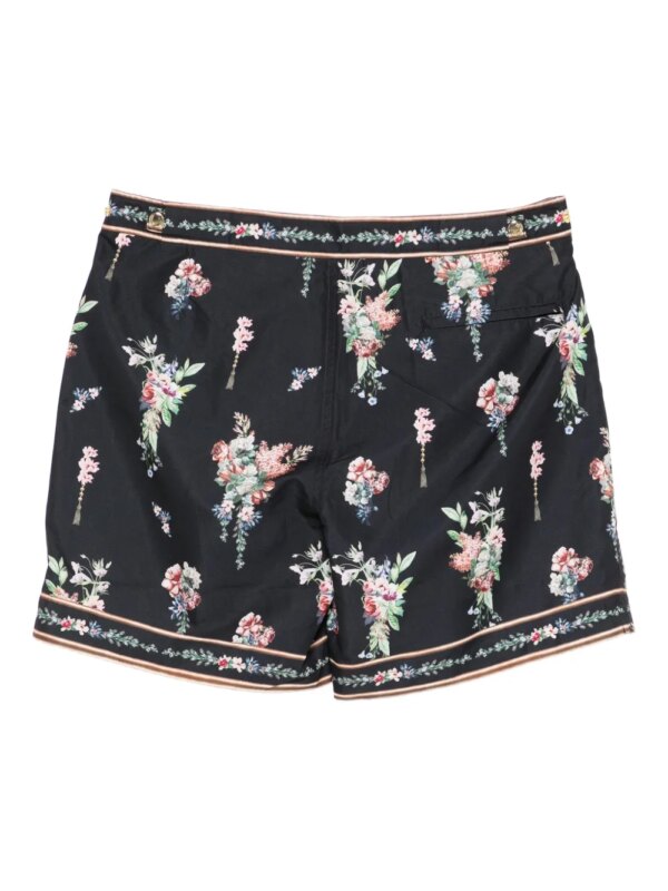 Camilla Zwembroek met bloemenprint en kwastje - Zwart