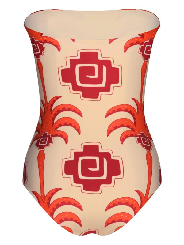 Johanna Ortiz Alta Mar badpak met palmboomprint - Beige