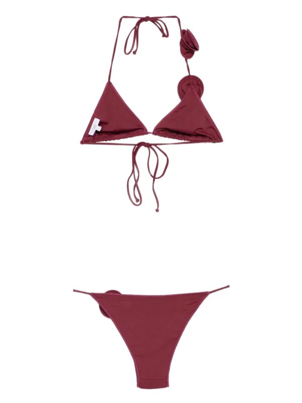 La Reveche Ashar triangel bikini verfraaid met rozen - Rood