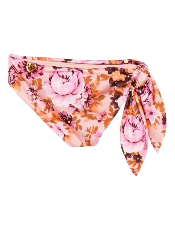 Chloé Bikinislip met zijstrik en bloemenprint - Roze