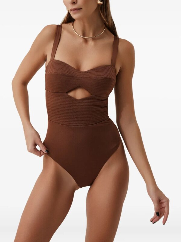 SOFIA ERHAN Badpak met textuur en uitgesneden details - Bruin