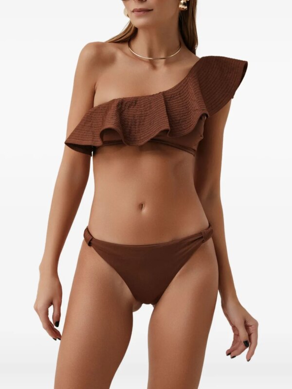 SOFIA ERHAN Asymmetrische bikini met ruches - Bruin