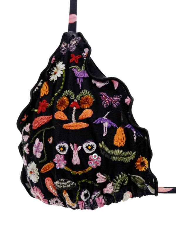 Agua Bendita Bikinitop met borduurwerk en ruches - Zwart