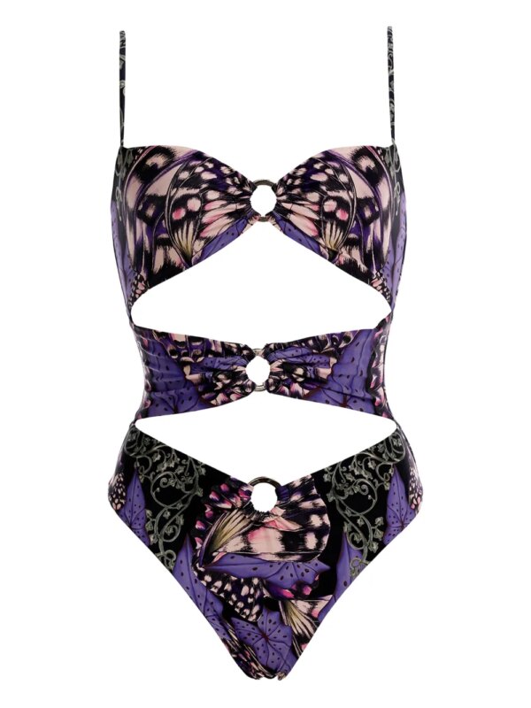 Agua Bendita Conga badpak met vlinderprint - Paars