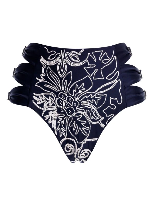 Agua Bendita High-waist bikinislip met borduurwerk - Blauw