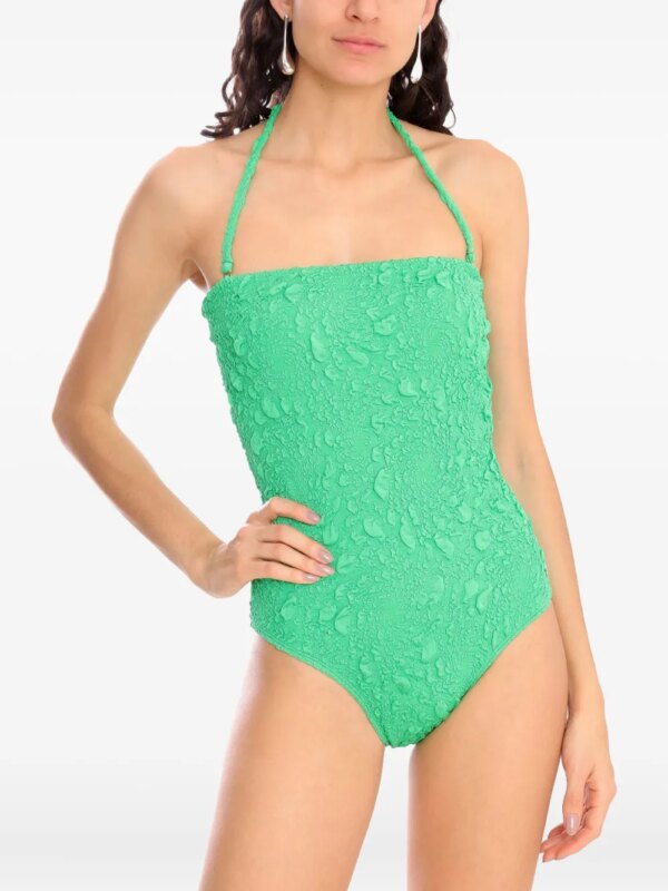 Brigitte Manu strapless badpak met textuur - Groen