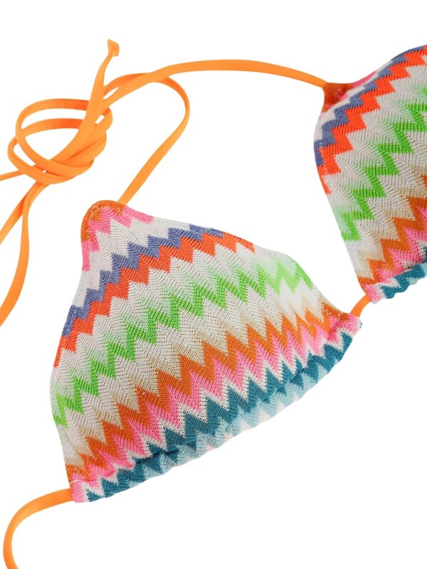 MC2 Saint Barth Bikinitop met zigzag patroon en veters - Oranje