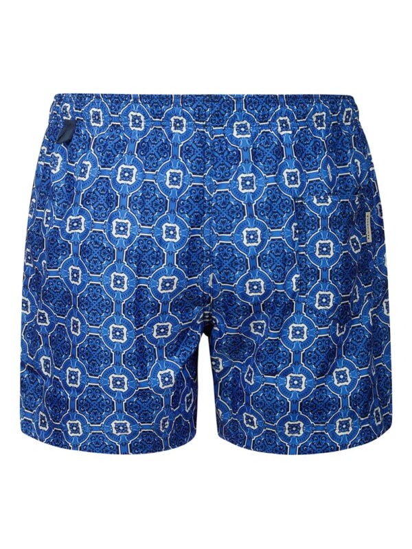 PENINSULA SWIMWEAR Zwembroek met trekkoordtaille en patroon - Blauw