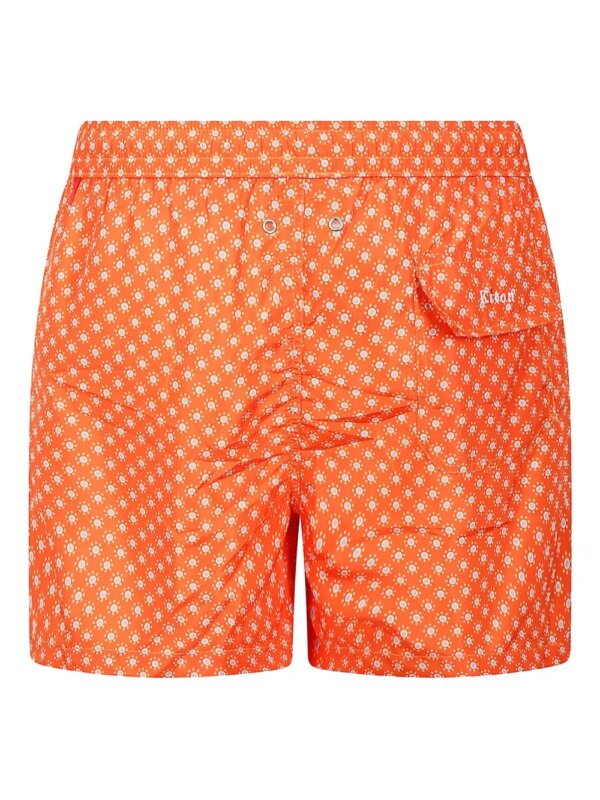 Kiton Zwembroek met geometrische print - Oranje
