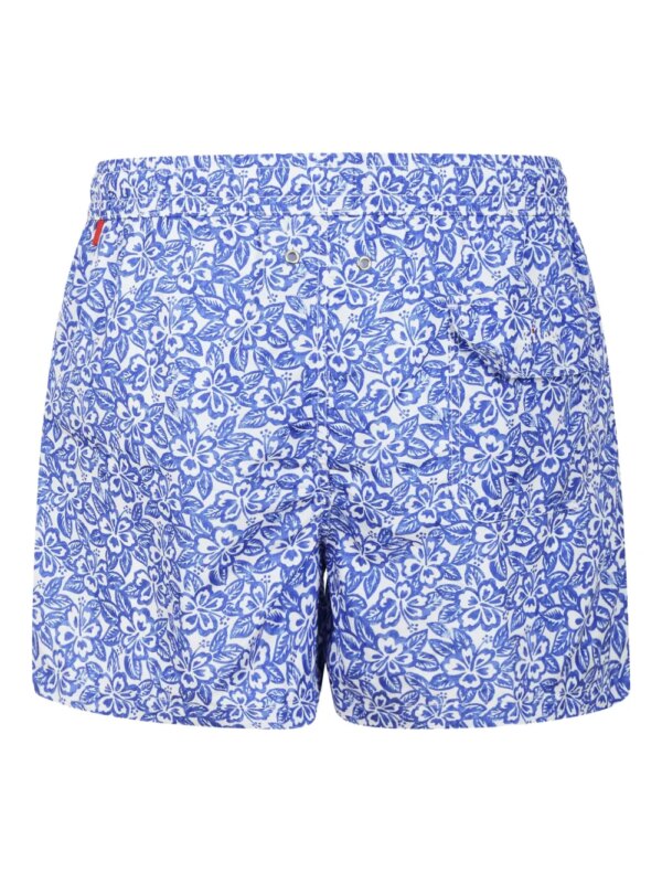 Kiton Zwembroek met bloemenprint - Blauw